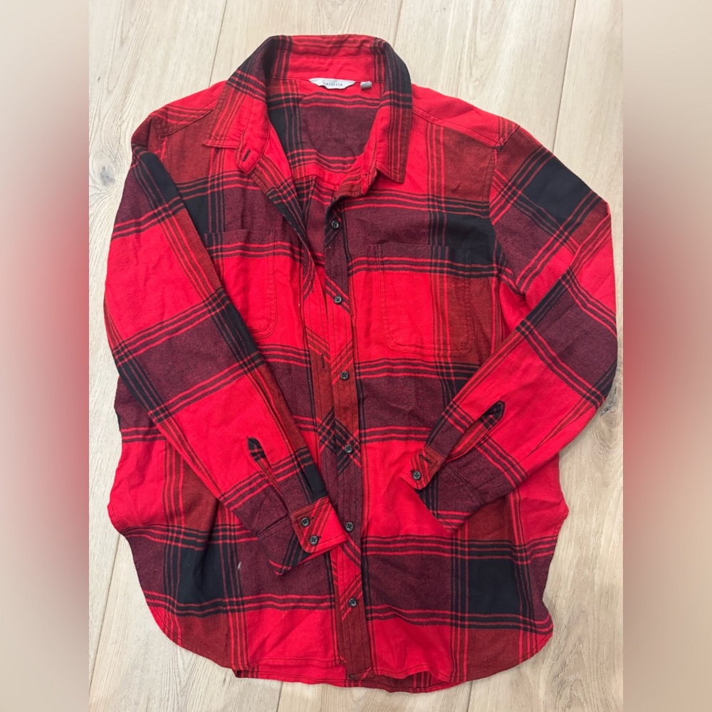 Athleta Large Lumberjack Red & Black Flannel Shirt